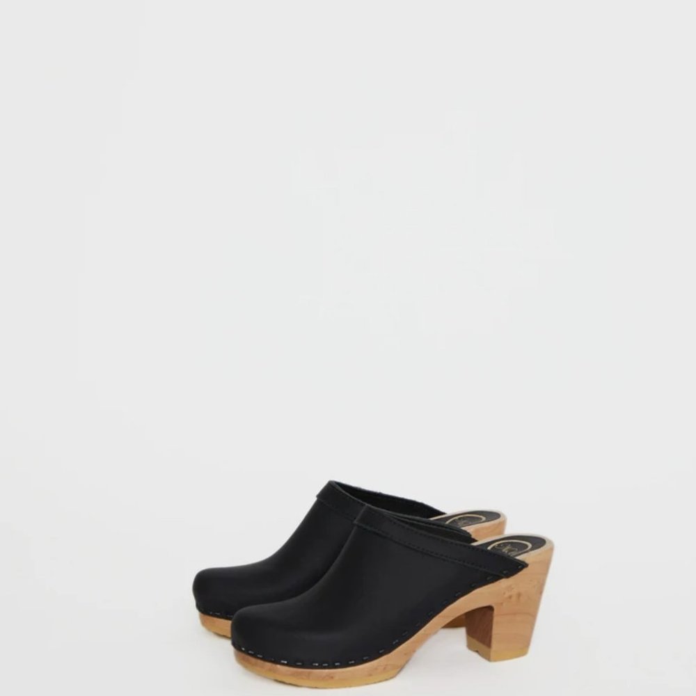No.6 Old School Clog on High Heel in Black